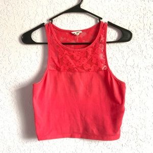 Aeropostale Hot Pink Lace Detailed Sleeveless Crop